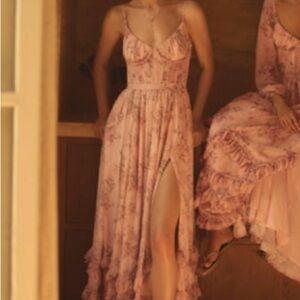 Anthropologie Blush Floral Maxi Dress